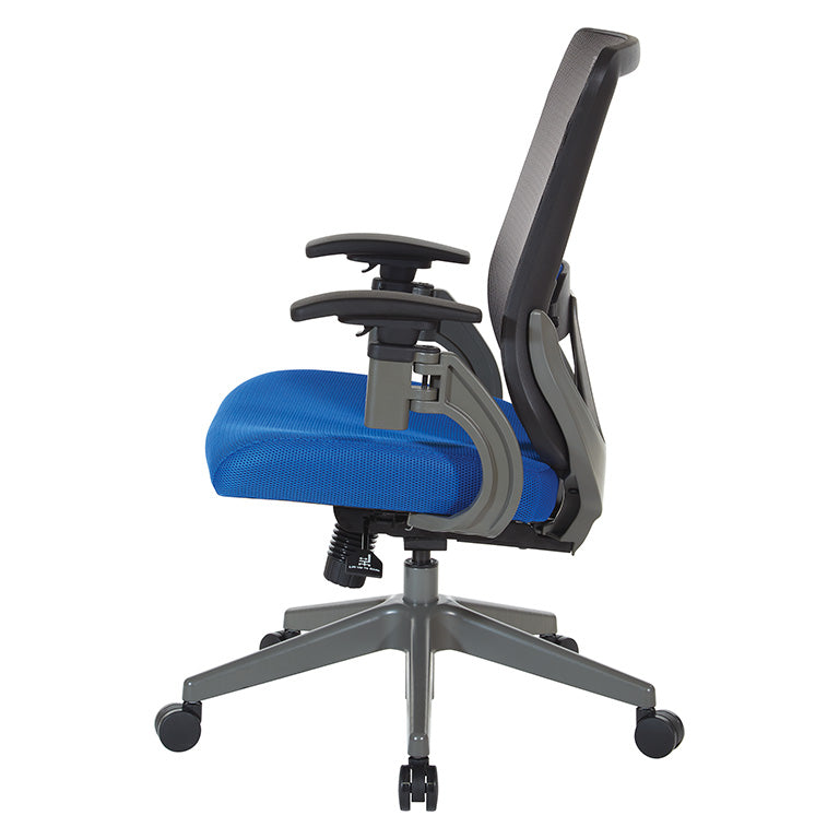 Office Star Products - Grey Vertical Mesh Back Manager's Chair with Blue Mesh Seat - 889-7TG1N4421G
