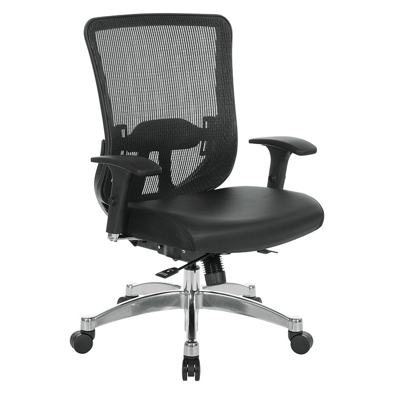 Office Star Products - Black Vertical Mesh Back Manager's Chair With Black Bonded Leather Seat  - 889-E3T17C63C