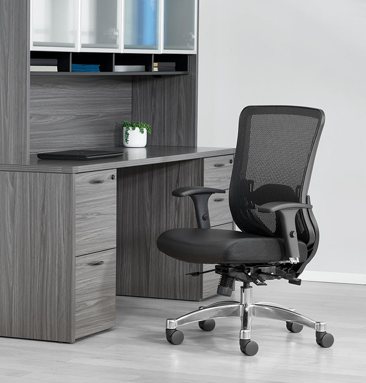 Office Star Products - Black Vertical Mesh Back Manager's Chair With Black Bonded Leather Seat  - 889-E3T17C63C