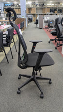Clearance Black Pulse Task Chair with Mesh Back, Headrest, Lumbar Support and Seat Slider