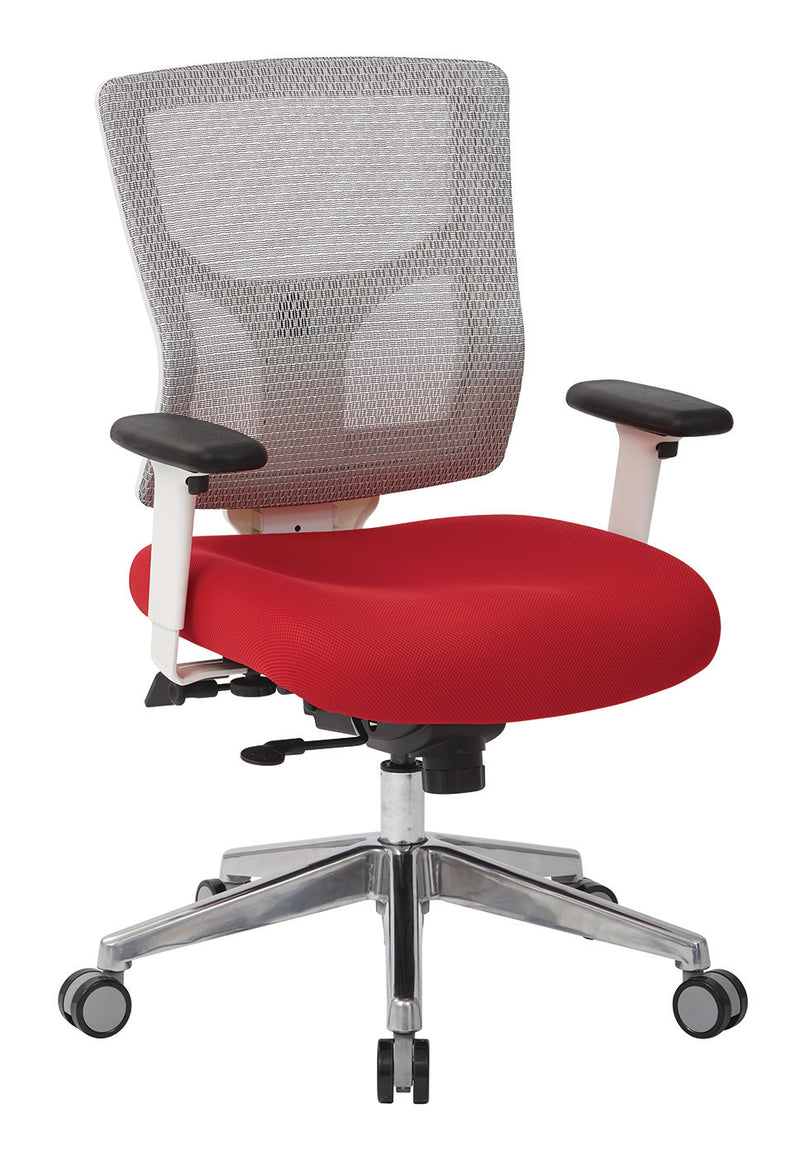 Pro Line II by Office Star Products PROGRID® WHITE MESH MID BACK CHAIR - 95673