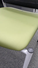 USED Modern Guest Chair – Mesh Back with Green Upholstered Seat