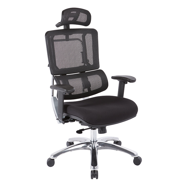 Pro Line II by Office Star Products Vertical Black Mesh Back Chair with Headrest - 99662CHRB-30