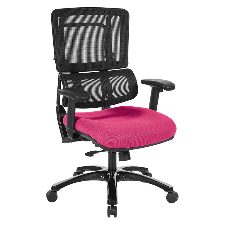 Pro Line II by Office Star Products VERTICAL BLACK MESH BACK CHAIR WITH SHINY BLACK BASE - 99663B