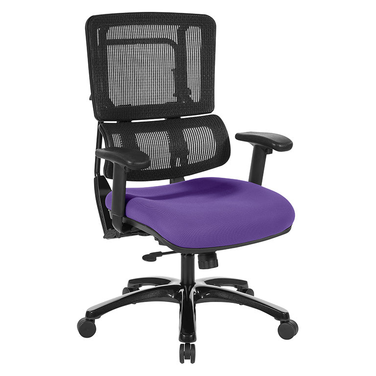 Pro Line II by Office Star Products VERTICAL BLACK MESH BACK CHAIR WITH SHINY BLACK BASE - 99663B