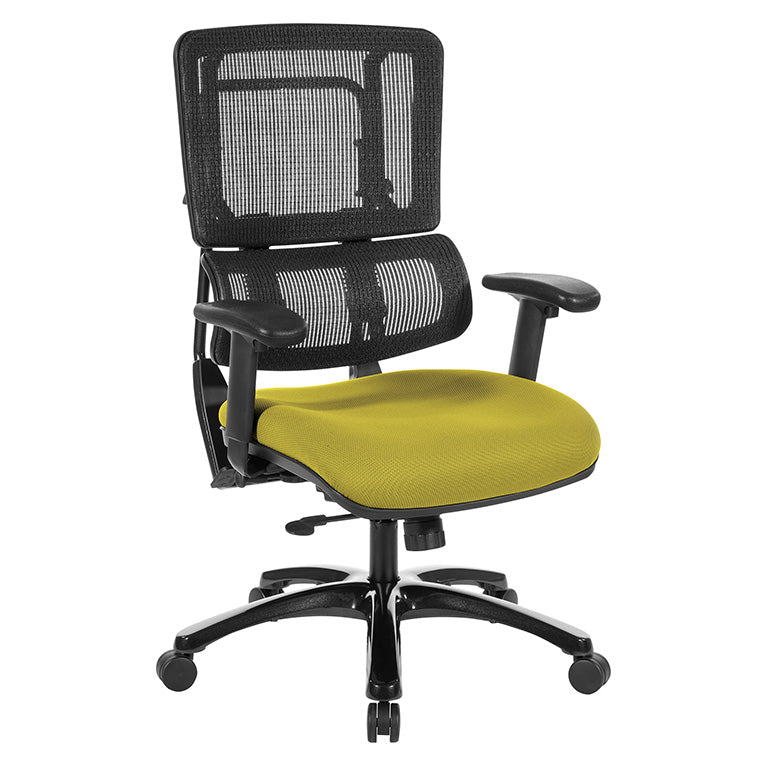 Pro Line II by Office Star Products VERTICAL BLACK MESH BACK CHAIR WITH SHINY BLACK BASE - 99663B