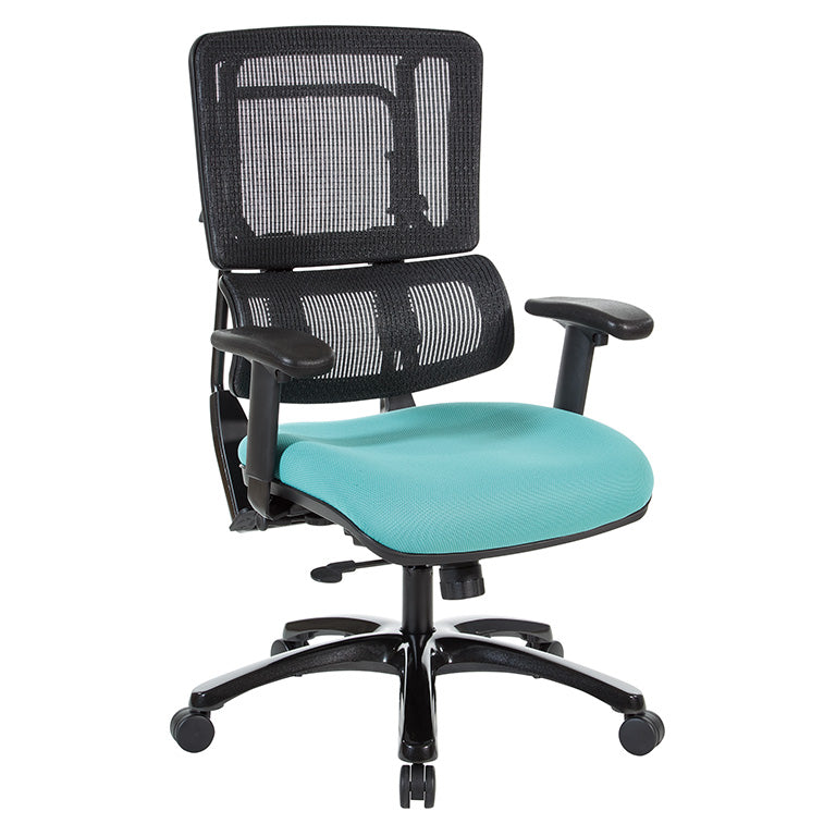 Pro Line II by Office Star Products VERTICAL BLACK MESH BACK CHAIR WITH SHINY BLACK BASE - 99663B