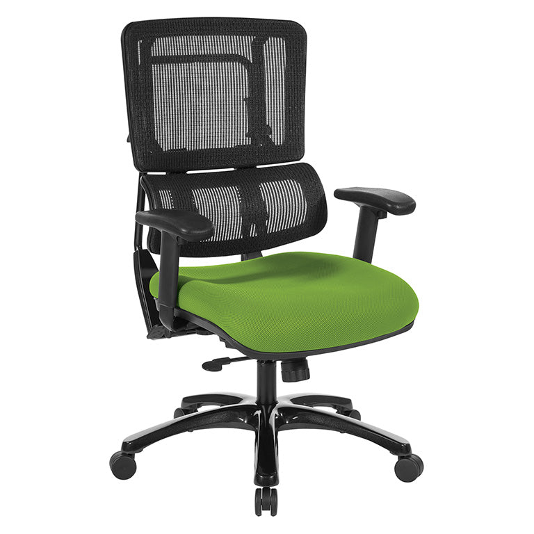 Pro Line II by Office Star Products VERTICAL BLACK MESH BACK CHAIR WITH SHINY BLACK BASE - 99663B