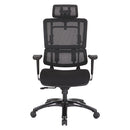 Pro Line II de Office Star Products SILLA CON RESPALDO DE MALLA NEGRA VERTICAL CON BASE NEGRA BRILLANTE Y REPOSACABEZAS - 99663BHRB-30