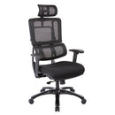 Pro Line II de Office Star Products SILLA CON RESPALDO DE MALLA NEGRA VERTICAL CON BASE NEGRA BRILLANTE Y REPOSACABEZAS - 99663BHRB-30