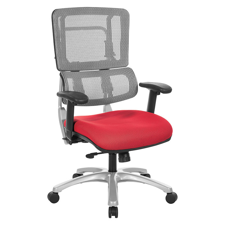 Pro Line II by Office Star Products VERTICAL GREY MESH BACK CHAIR WITH SILVER BASE - 99666S