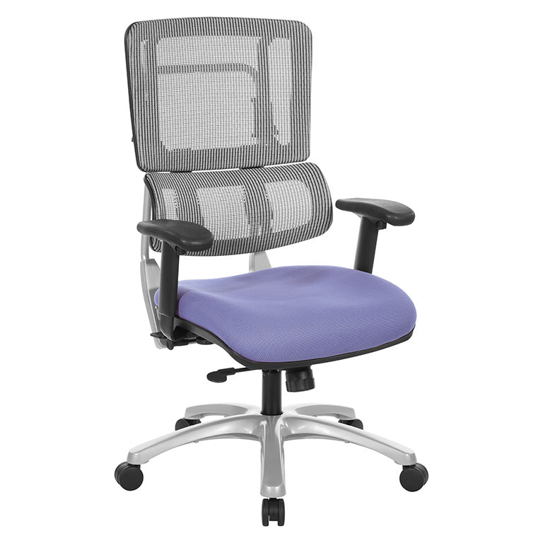 Pro Line II by Office Star Products VERTICAL GREY MESH BACK CHAIR WITH SILVER BASE - 99666S