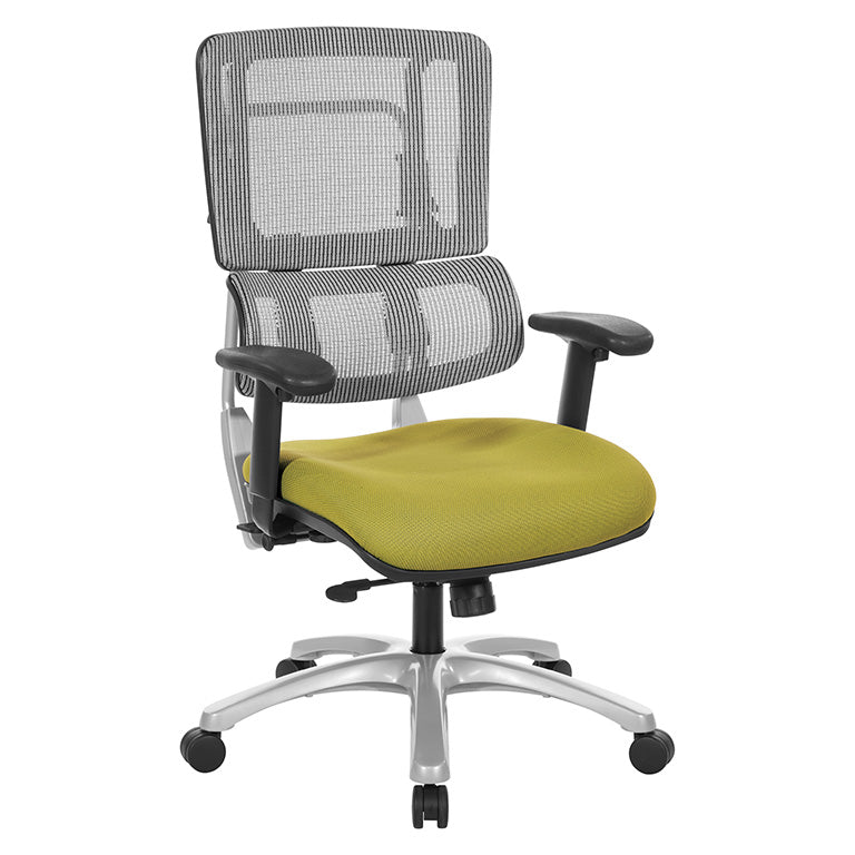Pro Line II by Office Star Products VERTICAL GREY MESH BACK CHAIR WITH SILVER BASE - 99666S