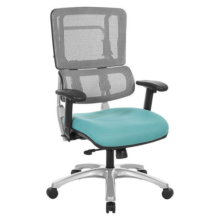 Pro Line II by Office Star Products VERTICAL GREY MESH BACK CHAIR WITH SILVER BASE - 99666S