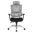 Pro Line II de Office Star Products SILLA CON RESPALDO DE MALLA GRIS VERTICAL Y BASE PLATEADA CON REPOSACABEZAS - 99666SHRS-30