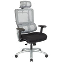 Pro Line II de Office Star Products SILLA CON RESPALDO DE MALLA GRIS VERTICAL Y BASE PLATEADA CON REPOSACABEZAS - 99666SHRS-30