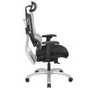 Pro Line II de Office Star Products SILLA CON RESPALDO DE MALLA GRIS VERTICAL Y BASE PLATEADA CON REPOSACABEZAS - 99666SHRS-30