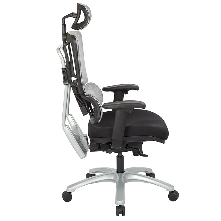 Pro Line II by Office Star Products VERTICAL GREY MESH BACK CHAIR WITH SILVER BASE WITH HEADREST - 99666SHRS-30