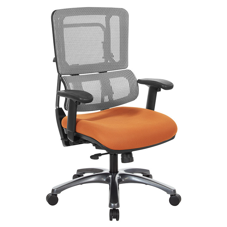 Pro Line II by Office Star Products VERTICAL GREY MESH BACK CHAIR WITH TITANIUM BASE - 99667T