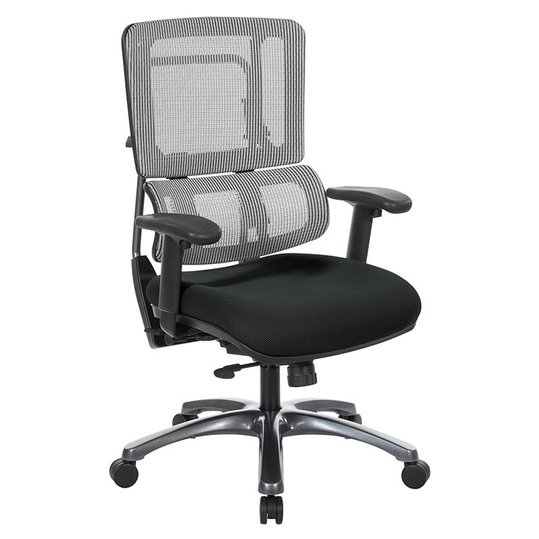 Pro Line II by Office Star Products VERTICAL GREY MESH BACK CHAIR WITH TITANIUM BASE - 99667T