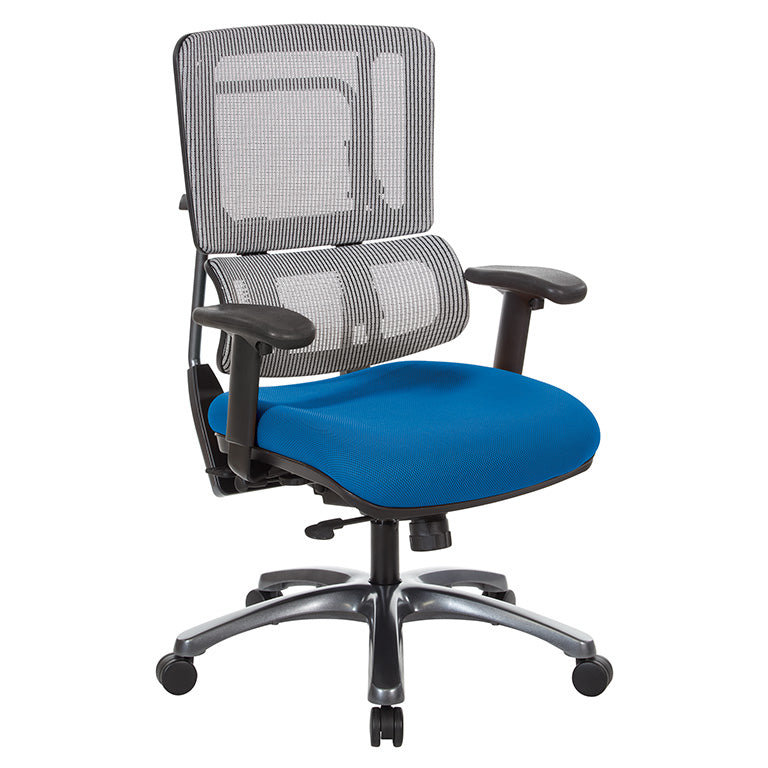 Pro Line II by Office Star Products VERTICAL GREY MESH BACK CHAIR WITH TITANIUM BASE - 99667T