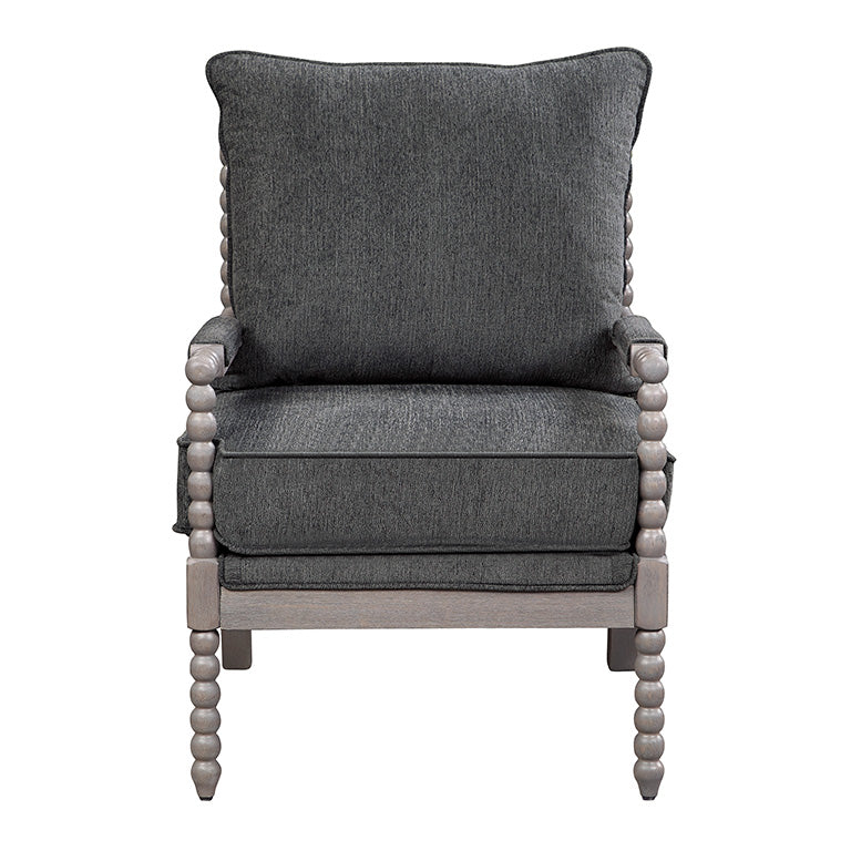 Ave Six by Office Star Products ABBOTT SPINDLE CHAIR IN CHARCOAL FABRIC WITH BRUSHED GREY FINISH - ABB-BY7