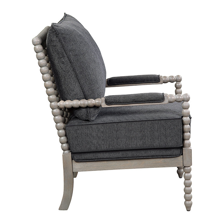 Ave Six by Office Star Products ABBOTT SPINDLE CHAIR IN CHARCOAL FABRIC WITH BRUSHED GREY FINISH - ABB-BY7