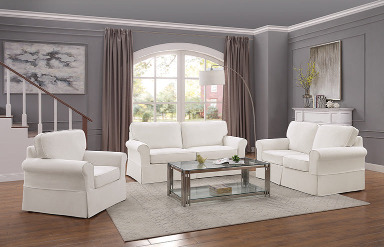 Ave Six by Office Star Products ASHTON SLIPCOVER LOVESEAT COTTAGE STYLE IN IVORY FABRIC - ASN52-S