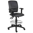 Boss Multi-Function LeatherPlus Drafting Stool W/ Adjustable Arms - B1646
