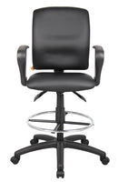 Boss Multi-Function LeatherPlus Drafting Stool W/ Loop Arms - B1647
