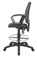 Boss Multi-Function LeatherPlus Drafting Stool W/ Loop Arms - B1647