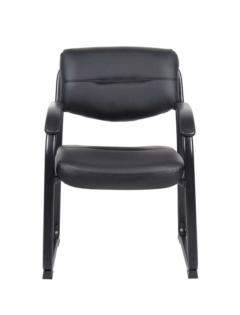 Boss Leather Sled Base Side Chair W/ Arms - B9519