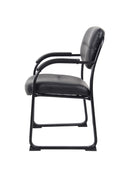 Sillón Boss de cuero con base de trineo y brazos - B9519