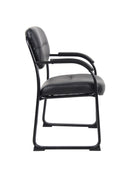Sillón Boss de cuero con base de trineo y brazos - B9519