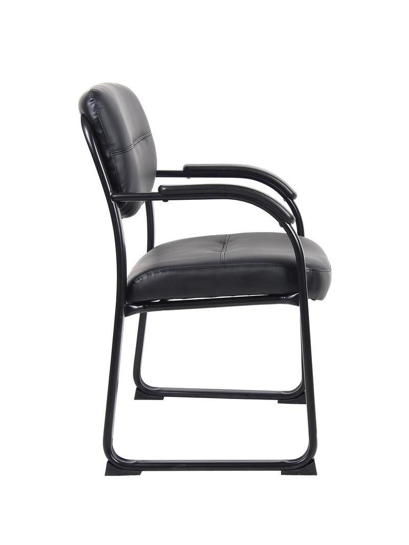 Boss Leather Sled Base Side Chair W/ Arms - B9519