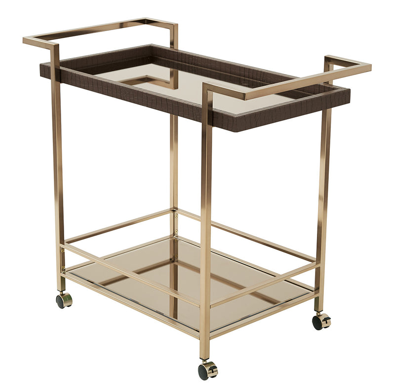 OSP Designs by Office Star Products ISABELLA WINE CART WITH BRONZE GLASS TOP IN CHAMPAGNE METAL FRAME - BEL37-CHG