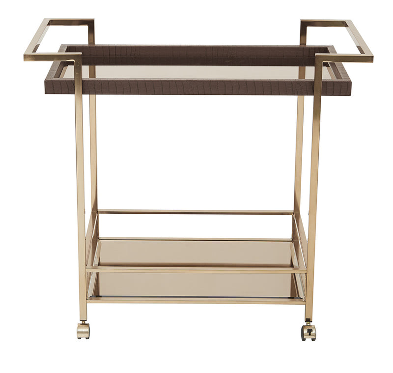 OSP Designs by Office Star Products ISABELLA WINE CART WITH BRONZE GLASS TOP IN CHAMPAGNE METAL FRAME - BEL37-CHG
