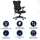Silla de oficina ejecutiva ergonómica giratoria FLASH Kale de malla gris de respaldo alto con brazos ajustables