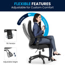 Silla de oficina ejecutiva ergonómica giratoria FLASH Kale de malla gris de respaldo alto con brazos ajustables