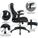 Silla de oficina ejecutiva ergonómica giratoria FLASH Kale de malla gris de respaldo alto con brazos ajustables