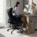 Silla de oficina ejecutiva ergonómica giratoria FLASH Kale de malla gris de respaldo alto con brazos ajustables