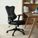 Silla de oficina ejecutiva ergonómica giratoria FLASH Kale de malla gris de respaldo alto con brazos ajustables