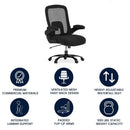 Silla ejecutiva ergonómica de oficina Hercules Big & Tall de malla y piel en color negro, con capacidad de 500 lb y soporte lumbar ajustable