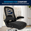 Silla ejecutiva ergonómica de oficina Hercules Big & Tall de malla y piel en color negro, con capacidad de 500 lb y soporte lumbar ajustable