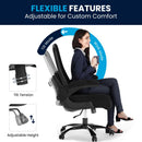 Silla ejecutiva ergonómica de oficina Hercules Big & Tall de malla y piel en color negro, con capacidad de 500 lb y soporte lumbar ajustable