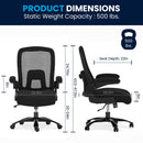 Silla ejecutiva ergonómica de oficina Hercules Big & Tall de malla y piel en color negro, con capacidad de 500 lb y soporte lumbar ajustable