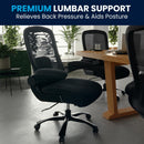 Silla ejecutiva ergonómica de oficina Hercules Big & Tall de malla y piel en color negro, con capacidad de 500 lb y soporte lumbar ajustable