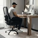 Silla ejecutiva ergonómica de oficina Hercules Big & Tall de malla y piel en color negro, con capacidad de 500 lb y soporte lumbar ajustable