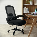 Silla ejecutiva ergonómica de oficina Hercules Big & Tall de malla y piel en color negro, con capacidad de 500 lb y soporte lumbar ajustable