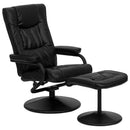 FLASH Rachel sillón reclinable contemporáneo de múltiples posiciones y otomana con base envuelta en cuero sintético negro